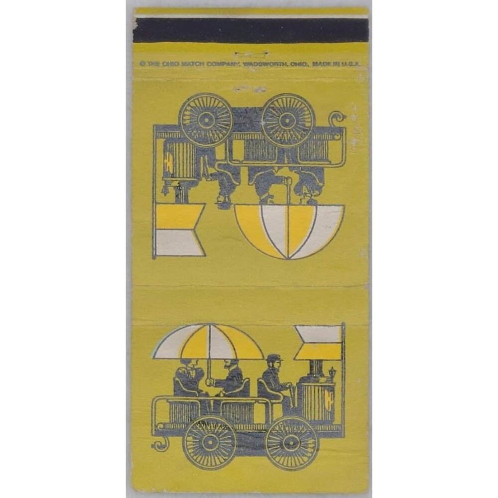 Ohio Match Front Strike Matchbook Cover Steam Punk Umbrella Vehicle Flag Yellow